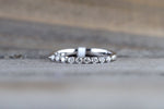 14k White Gold Thin Diamond Vintage Ring Antique Half Dainty Band Single Prong