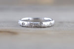 14k Solid White Gold Diamond Hammered Ring Band Matte Brushed - Brilliant Facets