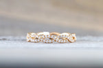 14k Rose Gold Infinity Twist Eternity Crossover Vine Vintage Diamond Band Brilliant Cut Ring - Brilliant Facets