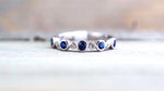 14K White Gold Vintage Multi Side Face Diamond Sapphire Ring