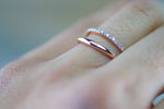 14kt Rose Gold Diamond Ring Band Stackable Dainty