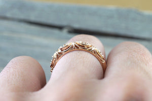 14kt Gold Diamond Milgrain Etching Vintage Wedding Ring RR010087