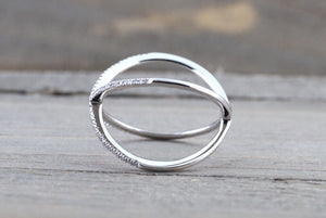 X Cross 14k White Gold Diamond Adjustable Love Promise Ring Band Shaped Large Fashion 0.15 carats