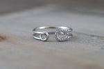 14k White Gold Diamond Safety Pin Design Ring Band Solid