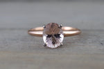 14k Rose Gold Oval 6mm Morganite Engagement Vintage Solitaire Two Tone Classic - Brilliant Facets