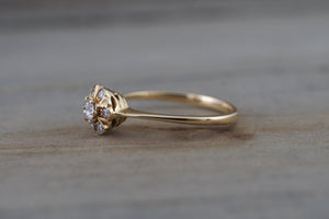 14K Yellow Gold Classic Diamond Engagement Wedding Promise Vintage Cute Ring