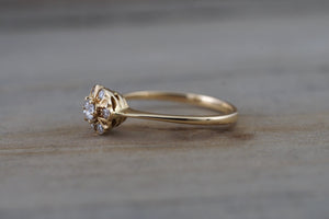 14K Yellow Gold Art Deco Diamond Engagement Wedding Promise Vintage Ring