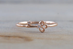 14k Solid Rose Gold Diamond Key To Your Heart Fashion Ring Band Love - Brilliant Facets
