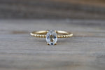 14k Yellow Gold Oval Cut White Topaz Gemstone Ring Engagement Promise Ring Rope