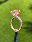 Payment Plan Cushion Morganite 14kt Gold Diamond Under Halo Ring