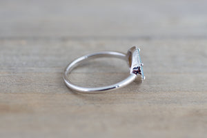 Island 14k White Gold Round Opal Diamond Halo Art Deco Ring