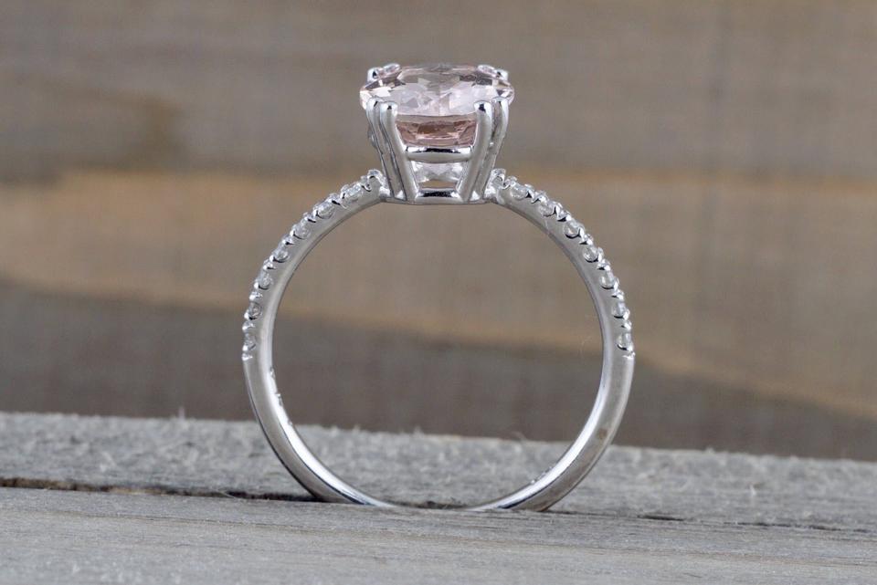 9x7mm Oval Cut Morganite Diamond Ring ER010098