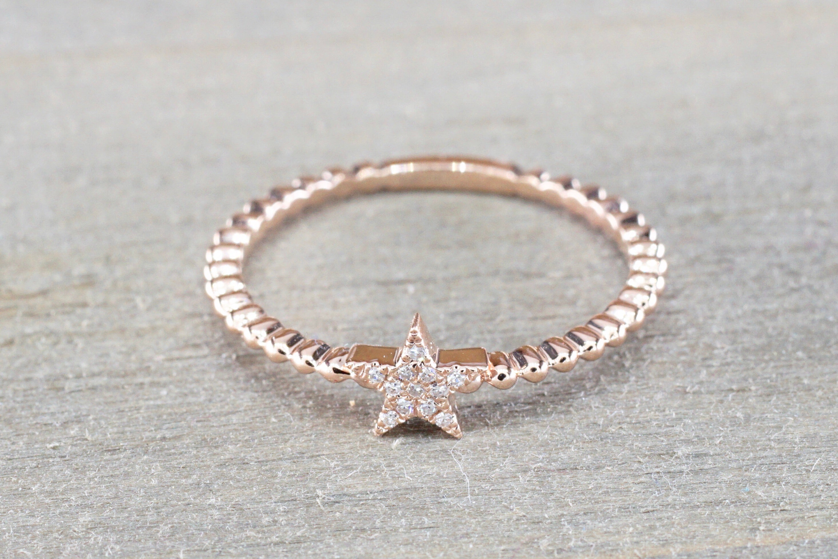 Star Pave 14kt Gold Diamond Ring