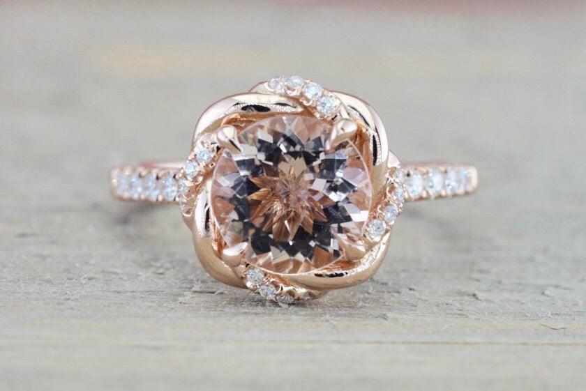 FLORENCE Morganite Halo Diamond Ring ER010020