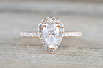14k Rose Gold Pear 8x5mm Moissanite Diamond Engagement Ring Charles & Colvard