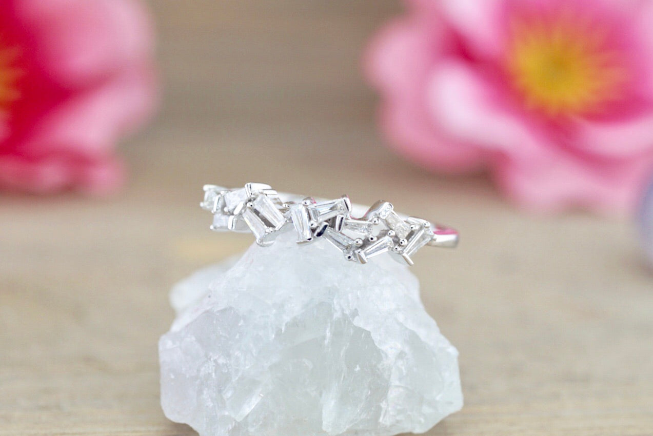18kt Baguette Diamond Cluster Stack Ring RR010025