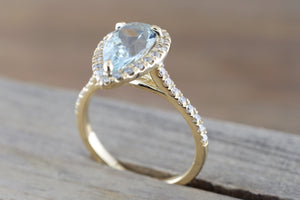 14kt Gold Pear Diamond Halo Engagement Ring