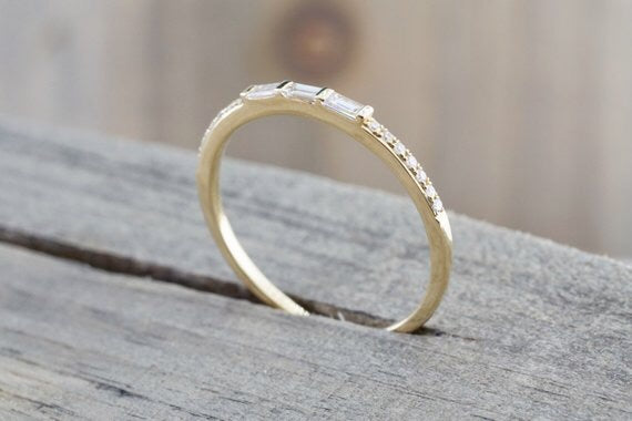 3 Baguette and Round Diamonds Ring Straight Stack RR010017