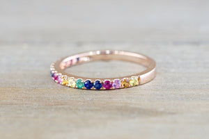 Rainbow Multi Color Gemstone Ring RR010036