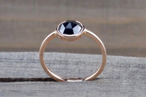 Rose Cut Black Diamond Solitaire Ring