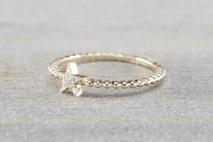 Star Pave 14kt Gold Diamond Ring