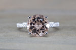 3D Round Morganite 14kt Gold Diamond Encrusted Under Halo Ring